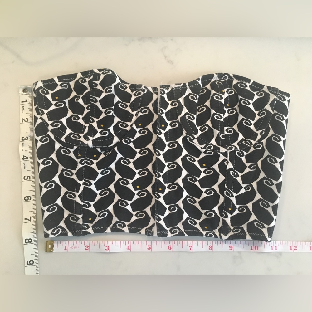 NWT Vintage 1990s Esprit Black and White Hook & Eye Bustier, Size Small
